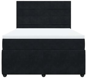 vidaXL Κρεβάτι Boxspring με Στρώμα Μαύρο 140x200 εκ. Βελούδινο