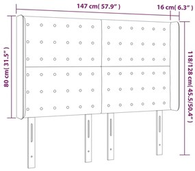 Κεφαλάρι Κρεβατιού LED Taupe 147x16x118/128 εκ. Υφασμάτινο - Μπεζ-Γκρι