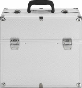 vidaXL Βαλίτσα Μακιγιάζ Ασημί 38x23x34 εκ. Αλουμινίου