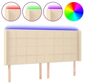 Κεφαλάρι Κρεβατιού LED Κρεμ 163x16x118/128 εκ. Υφασμάτινο - Κρεμ