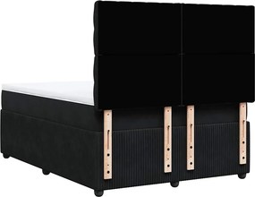 vidaXL Κρεβάτι Boxspring με Στρώμα Μαύρο 160x200 εκ. Βελούδινο