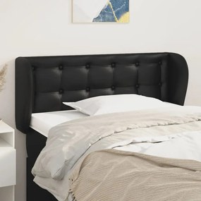 Κεφαλάρι με Πτερύγια Μαύρο 83 x 23 x 78/88 εκ. Συνθετικό δέρμα - Μαύρο