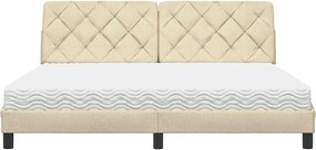 vidaXL Κρεβάτι με Στρώμα Κρεμ 180x200 εκ. Υφασμάτινο