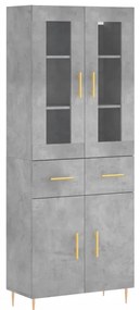 vidaXL Ντουλάπι Γκρι Σκυροδέματος 69,5x34x180 εκ. Επεξεργασμένο Ξύλο