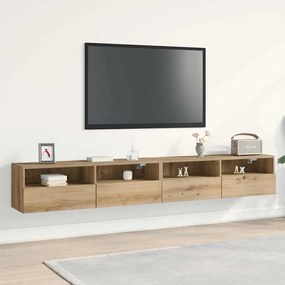 vidaXL Ντουλάπια τοίχου TV 2 τεμ Καρυδιά 100x30x30 εκ Επεξεργασμένο ξύλο