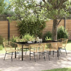 vidaXL Σέτ φαγητού για κήπο 7 pcs Καφέ συνθετικό ρατάν