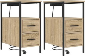 vidaXL Κομοδίνο 2 pcs Δρύς Sonoma 30 x 48 x 61 εκ Επεξεργασμένο ξύλο