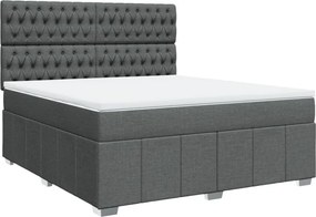 vidaXL Κρεβάτι Boxspring με Στρώμα Σκούρο Γκρι 180x200 εκ Υφασμάτιν