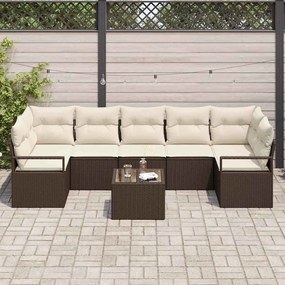 vidaXL Σετ Καναπέ Κήπου με μαξιλάρι 8 pcs Καφέ, Κρέμα 55 x 55 x 37 εκ