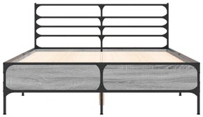 vidaXL Πλαίσιο Κρεβατιού Γκρι Sonoma 120 x 190εκ. Επεξ. Ξύλο & Μέταλλο