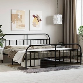 Πλαίσιο Κρεβατιού με Κεφαλάρι&amp;Ποδαρικό Μαύρο 193x20 εκ. Μέταλλο