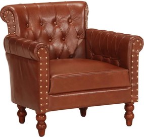 vidaXL Πολυθρόνα Καφέ από Γνήσιο Δέρμα Κατσίκας