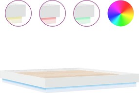 vidaXL Πλαίσιο Κρεβατιού με LED Λευκό 200 x 200 εκ.