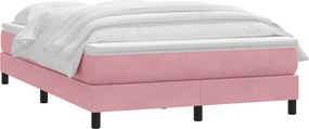 vidaXL Box Spring κρεβάτι με στρώμα ροζ 160x220 cm Βελούδινο