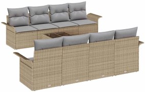 vidaXL Σετ Καναπέ Κήπου 9 pcs Μπεζ Πολυ ράταν