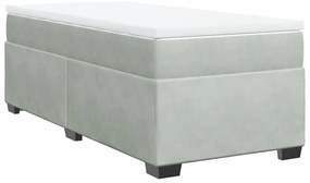 vidaXL Κρεβάτι Boxspring με Στρώμα Ανοιχτό Γκρι 90x190 εκ. Βελούδινο