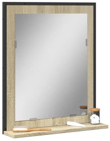 Καθρέφτης Μπάνιου με Ράφι Sonoma Δρυς 50x12x60 εκ. Μοριοσανίδα