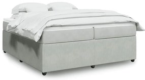 vidaXL Κρεβάτι Boxspring με Στρώμα Ανοιχτό Γκρι 200x200 εκ. Βελούδινο