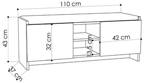 Παπουτσοθήκη Zulla Megapap από μελαμίνη χρώμα λευκό 110x37x43εκ.