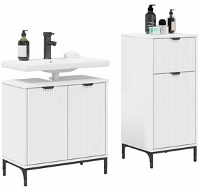 vidaXL Σετ Επίπλων Μπάνιου με συρτάρι 2 pcs Λευκό 39.5 x 36 x 88 εκ