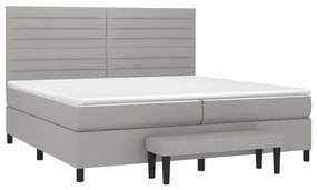 vidaXL Κρεβάτι Boxspring με Στρώμα Ανοιχτό Γκρι 200x200 εκ. Υφασμάτινο