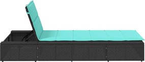 vidaXL Ξαπλώστρα με αιωρούμενο μαξιλάρι Μαύρο Poly Rattan