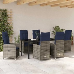 vidaXL Σέτ φαγητού για κήπο 7 pcs Μαύρο συνθετικό ρατάν
