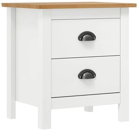 vidaXL Κομοδίνο Hill Λευκό 46 x 35 x 49,5 εκ. από Μασίφ Ξύλο Πεύκου