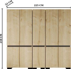 Ντουλάπα Sapphire Δρυς / Ανθρακί DREGEFA 225x52x212