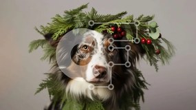 Σετ των 2 Intra Συλλεκτικό Ξύλινο Παζλ Plywood 4mm - Σκύλος με διακοσμητικό στεφάνι στο κεφάλι Σε Ξύλινο Κουτί - Διαστάσεις: 10x10 cm – 25 κομμάτια