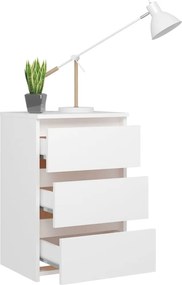 vidaXL Κομοδίνο Λευκό 40 x 35 x 62,5 εκ. από Επεξ. Ξύλο