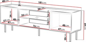 Έπιπλο τηλεόρασης Lucca 2D-Leuko - 181.00Χ59.00Χ40.00cm