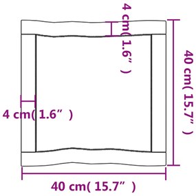 Επιφ Τραπεζιού Αν Καφέ 40x40x(2-4)εκ. Ακατέργ. Μασίφ Ξύλο Δρυός - Καφέ