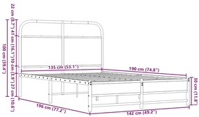 Πλαίσιο Κρεβατιού Χωρ. Στρώμα Καφέ Δρυς 135x190εκ. Επ. Ξύλο - Καφέ