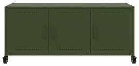 Έπιπλο Τηλεόρασης Πράσινο Λαδί 100,5x39x43,5 εκ. από Ατσάλι - Πράσινο
