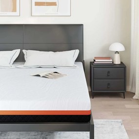 vidaXL Στρώμα Λευκό και Μαύρο 200 x 200 cm Ζακάρ ύφασμα