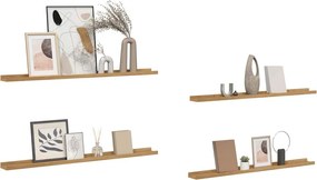 vidaXL Ράφι Τοίχου Επιτοίχιο 4 pcs Καφέ 100 x 9 x 3 cm