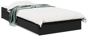 vidaXL Πλαίσιο Κρεβατιού με Συρτάρια Μαύρο 90x190 εκ. Επεξ. Ξύλο
