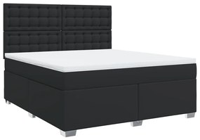 vidaXL Κρεβάτι Boxspring με Στρώμα Μαύρο 180x200εκ.από Συνθετικό Δέρμα