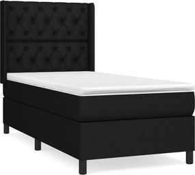 vidaXL Κρεβάτι Boxspring με Στρώμα Μαύρο 80 x 200 εκ. Υφασμάτινο