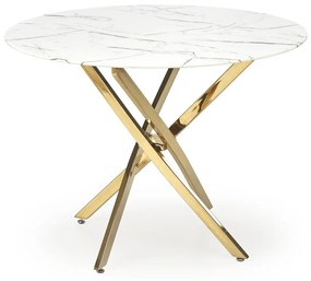 Τραπέζι Houston 1538, Χρυσό, Λευκό μάρμαρο, 75cm, 26 kg, Επεξεργασμένο γυαλί, Μέταλλο | Epipla1.gr