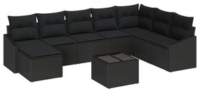 vidaXL Σετ 9 Piece Garden Sofa με Μαξιλάρια Μπεζ Πολυ Ρατάν