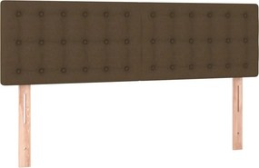 vidaXL Κρεβάτι Boxspring με Στρώμα &amp; LED Σκ.Καφέ 140x200 εκ Υφασμάτινο