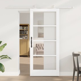 vidaXL Πόρτα με Σετ Χαρτικών 'ORKDAL' Λευκή Συμπαγές Ξύλο & Γυαλί