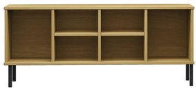 vidaXL Παπουτσοθήκη OSLO Καφέ 106x35x45 εκ. Μασίφ Ξύλο με Μεταλ. Πόδια