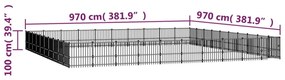 Κλουβί Σκύλου Εξωτερικού Χώρου 94,09 μ² από Ατσάλι - Μαύρο