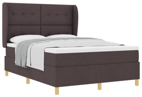 vidaXL Κρεβάτι Box Spring με Στρώμα Καφέ 140x190 εκ. Υφάσματος