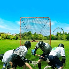VEVOR Lacrosse Goal, 6&#039; x 6&#039; Lacrosse Net, Folding Portable Backyard Lacrosse Training Equipment, Steel Frame Training Net, Quick &amp; Easy Setup Lacrosse Goal, Perfect for Youth Adult Training, Orange