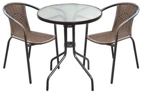 Set Baleno(Τραπ.Φ60cm+2 Πολ) Μεταλ.Καφέ Table:Φ60x70 Chair:53x58x77cm