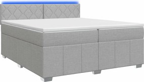 vidaXL Κρεβάτι box spring με στρώμα Ανοιχτό γκρι 200 x 200 cm Ύφασμα